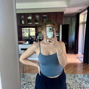 Blue Cropped Ribbed Camisole
